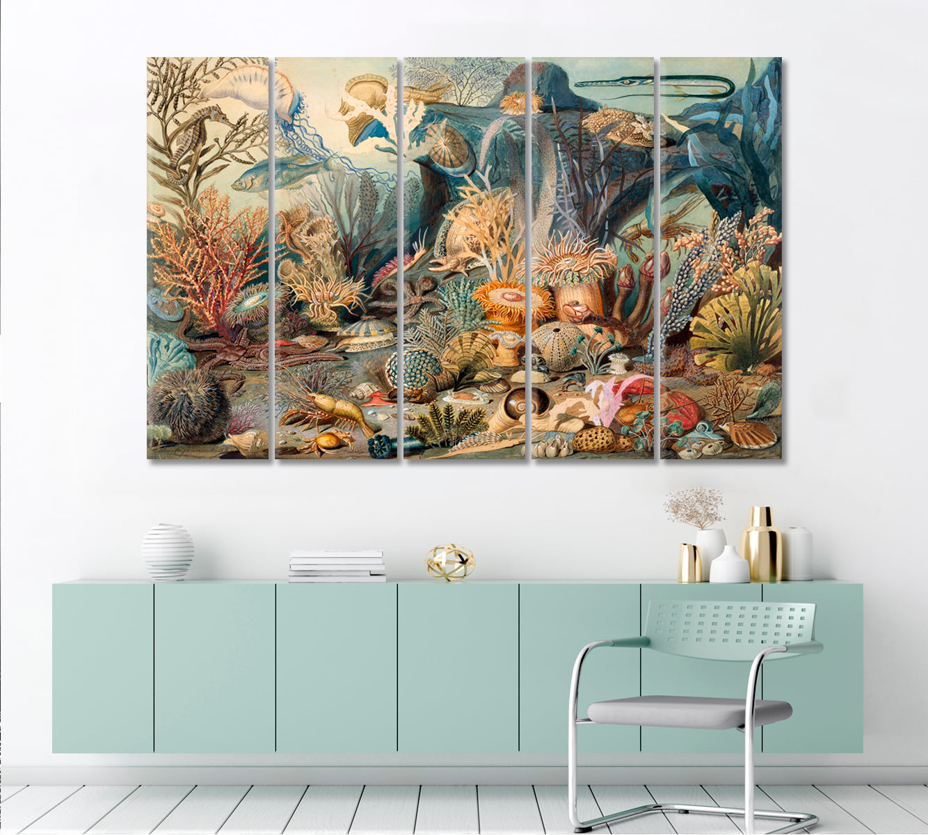 OCEAN LIFE By James M. Sommerville Fine Art Artesty 5 panels 36" x 24" 