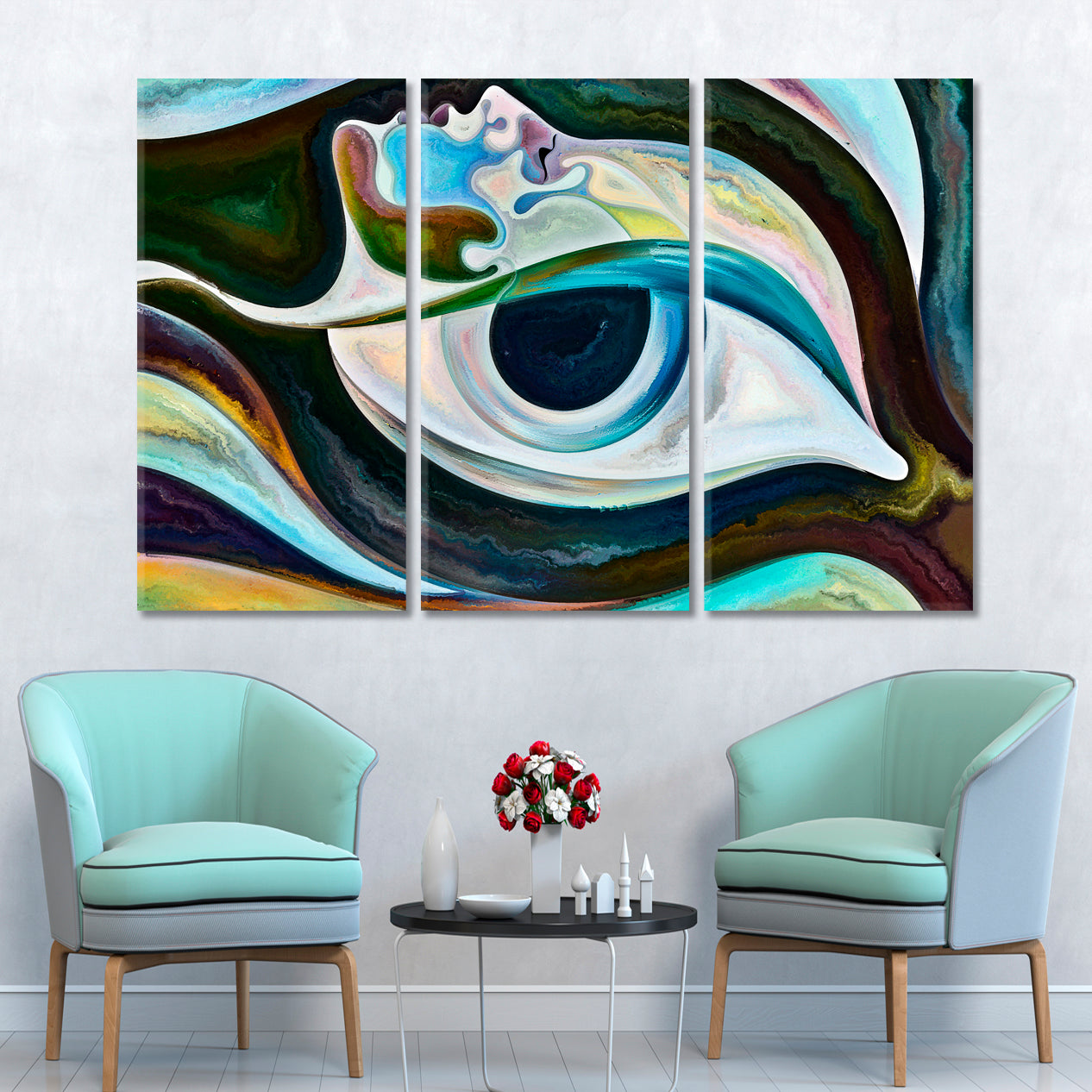 EVIL EYE DEFENSE Home Protection Modern Healing Spiritual Art Talisman Abstract Art Print Artesty 3 panels 36" x 24" 