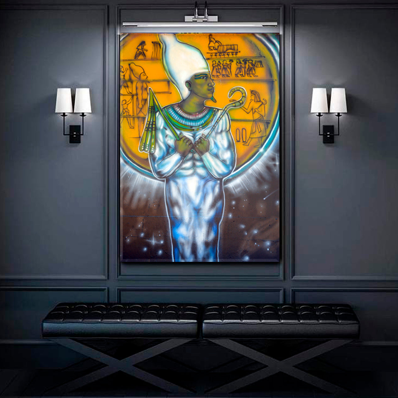 Egyptian God Atum Popular Urban Graffiti San Diego CA USA  Canvas Print - Vertical Street Art Canvas Print Artesty   