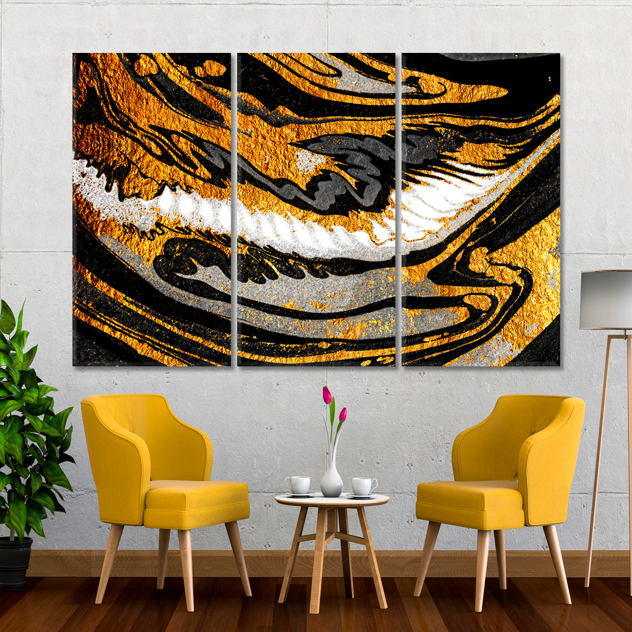 Agate Black Golden Swirl Oriental Suminagashi Japanese Marbling Fluid Art, Oriental Marbling Canvas Print Artesty 3 panels 36" x 24" 