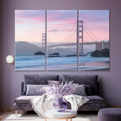 Famous Golden Gate Bridge San Francisco California Cities Wall Art Artesty 3 panels 36" x 24" 