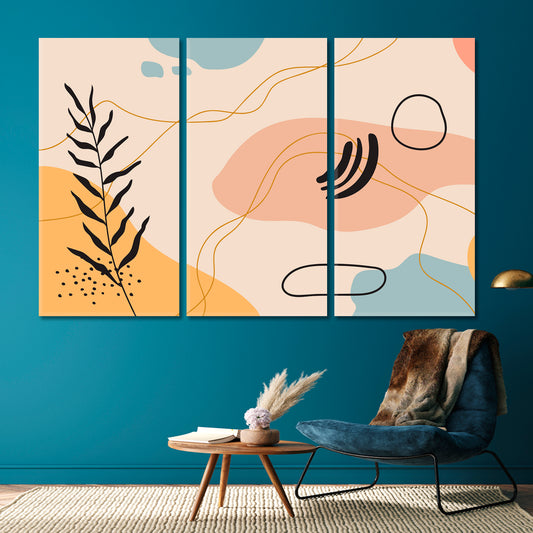 Modern Fashionable Pattern Boho Minimalist Abstract Aesthetic Style Abstract Art Print Artesty 3 panels 36" x 24" 