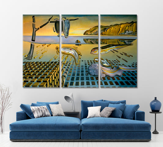 Salvador Dali Motives Surreal Abstract Modern Artwork Surreal Fantasy Large Art Print Décor Artesty 3 panels 36" x 24" 