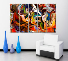 Human and Colorful Abstract Shapes Abstract Art Print Artesty 5 panels 36" x 24" 