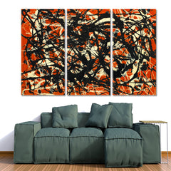 FREE FORM Abstract Jackson Pollock Style Fine Art Artesty 3 panels 36" x 24" 