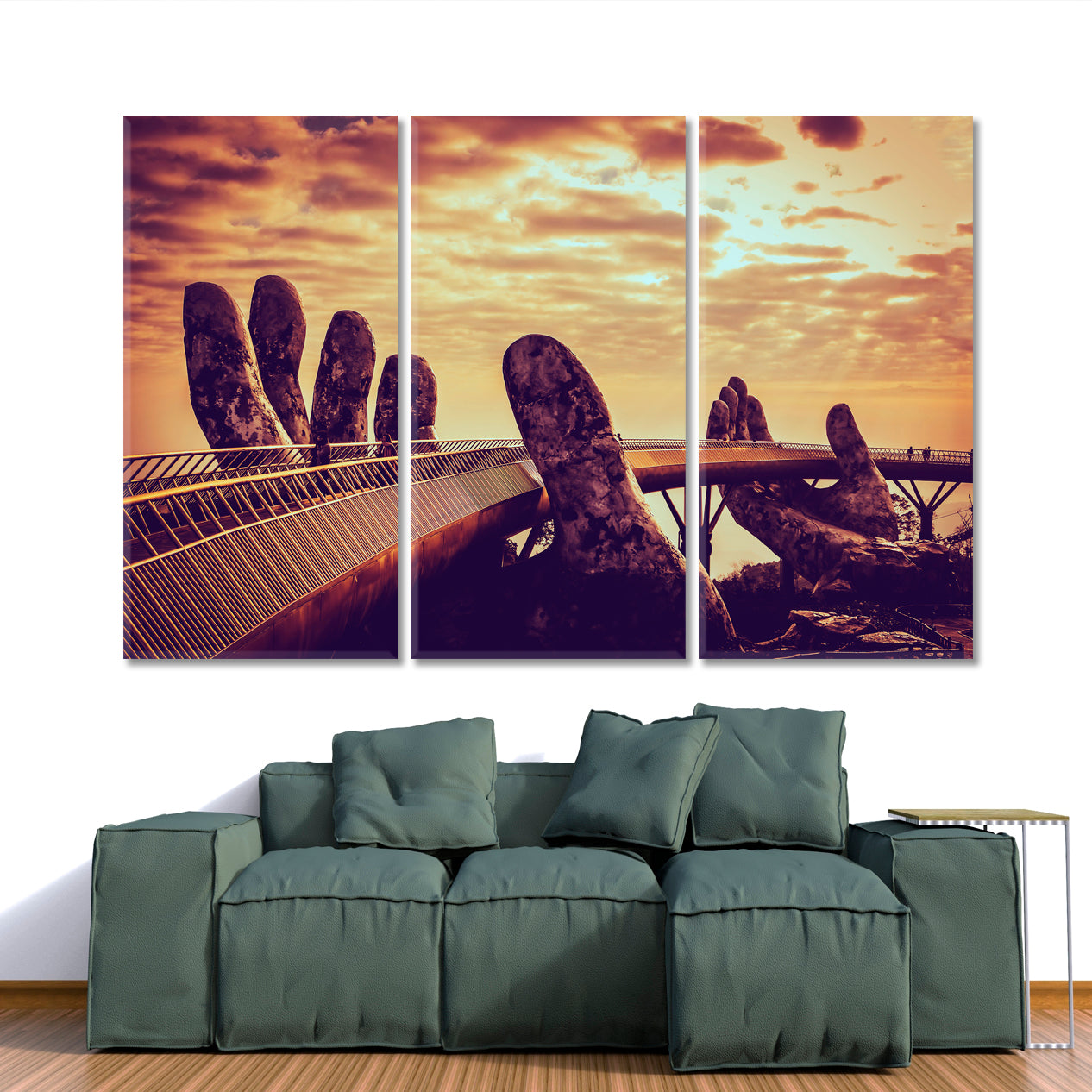 CREATOR'S HANDS Golden Hand Bridge Famous Landmarks Artwork Print Artesty 3 panels 36" x 24" 