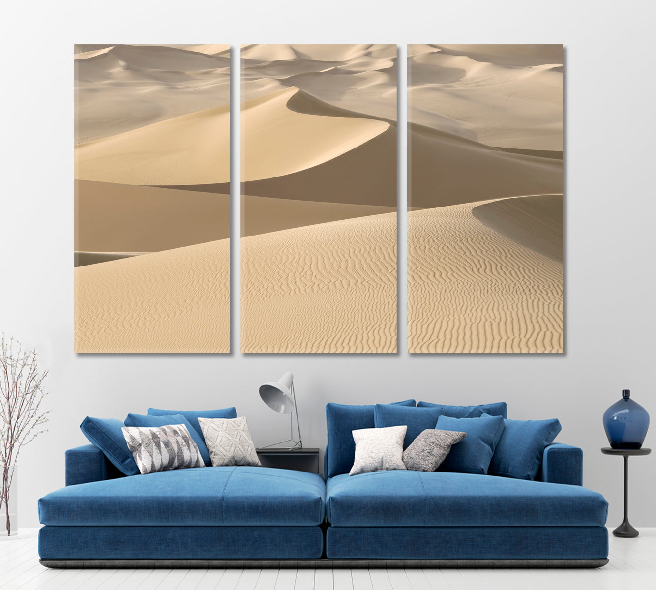 Magical Dunes Breathtaking Safari Huge Desert Sand Waves Nature Wall Canvas Print Artesty 3 panels 36" x 24" 