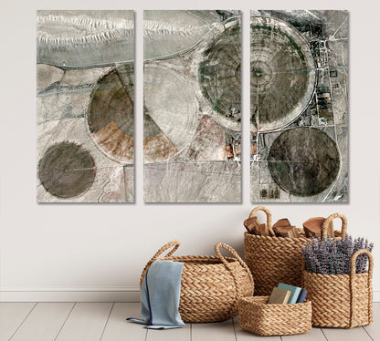 ALLEGORY Abstract Naturalism Aerial View Photo Relief Fields USA Abstract Art Print Artesty 3 panels 36" x 24" 