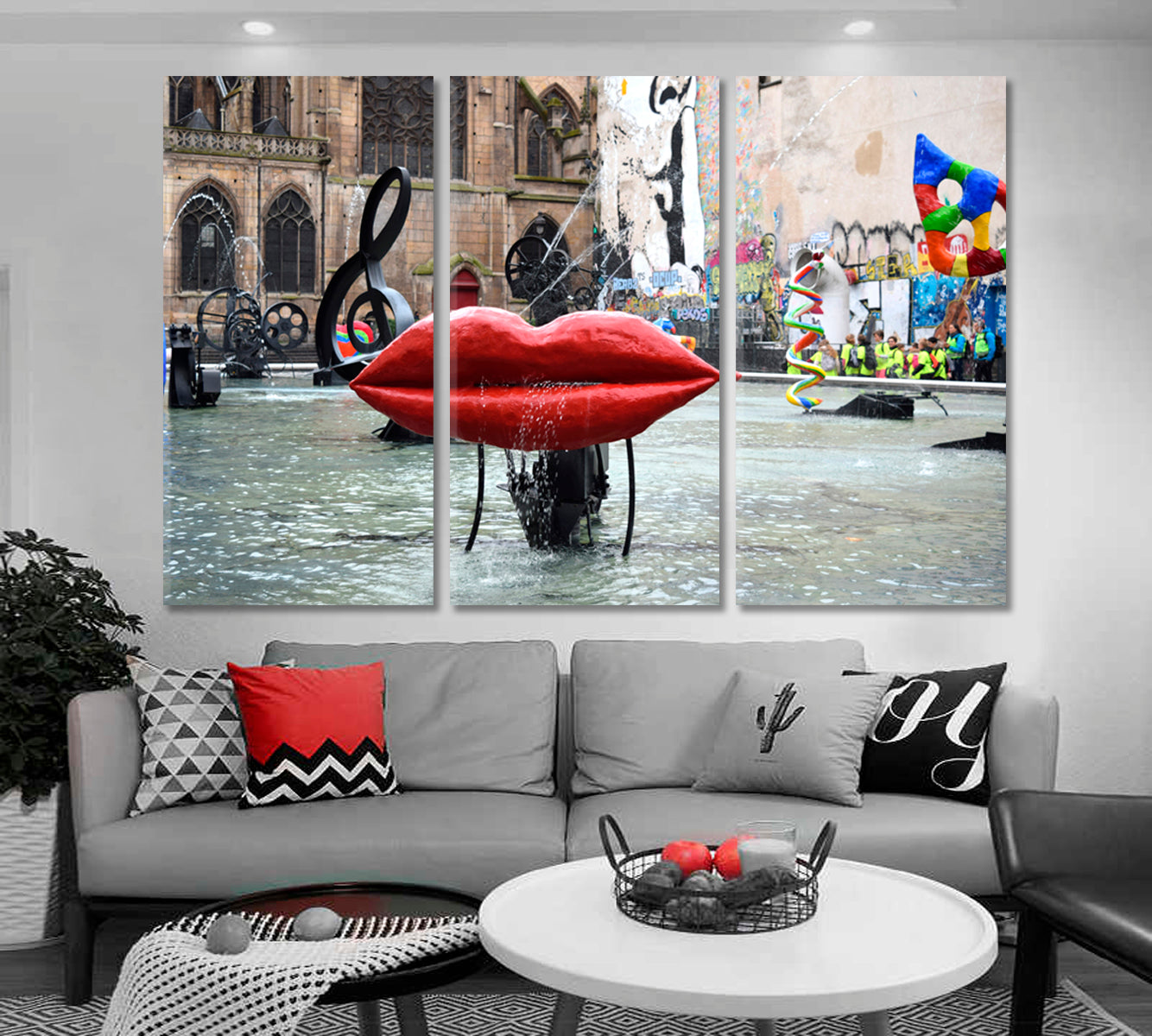 RED LIPS Stravinsky Fountain Modern Art Pampidu France Cities Wall Art Artesty   