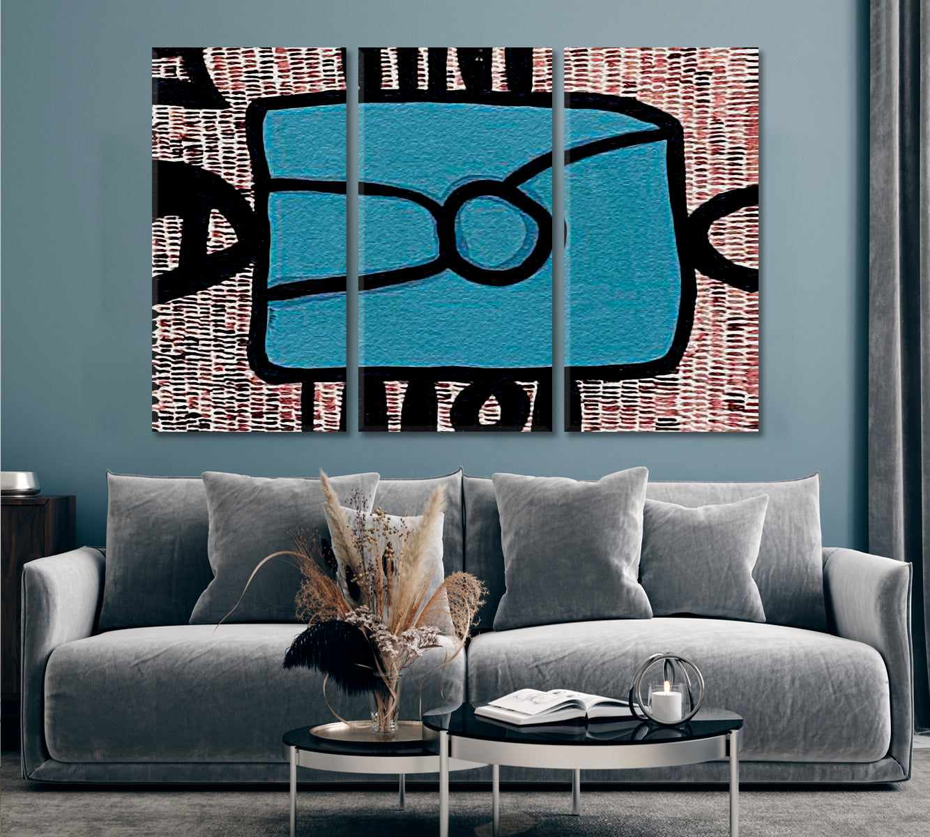 Trendy Abstract Expressionism Geometric Figurative Art Black Blue Brown Abstract Art Print Artesty   