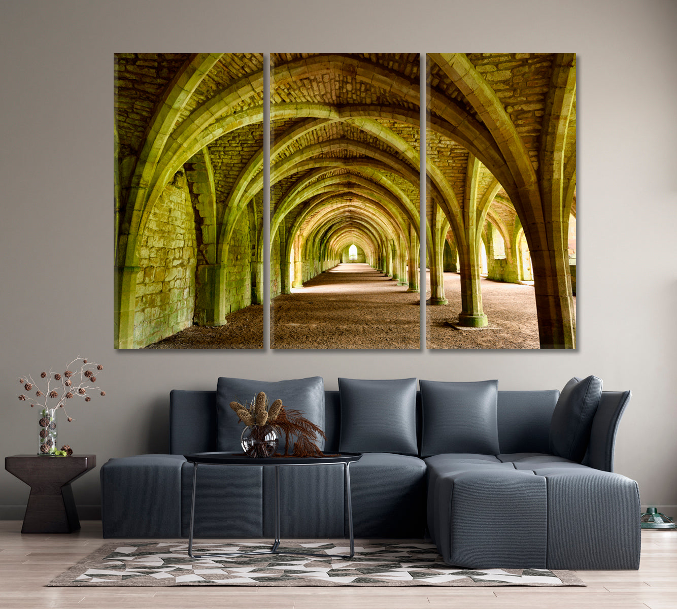 Abbey Cistercian Monastery Vaulted Stone Arch North Yorkshire UK Countries Canvas Print Artesty   