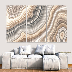Beige Marble Pattern Curly Veins Abstract Soft Tones Abstract Art Print Artesty 3 panels 36" x 24" 