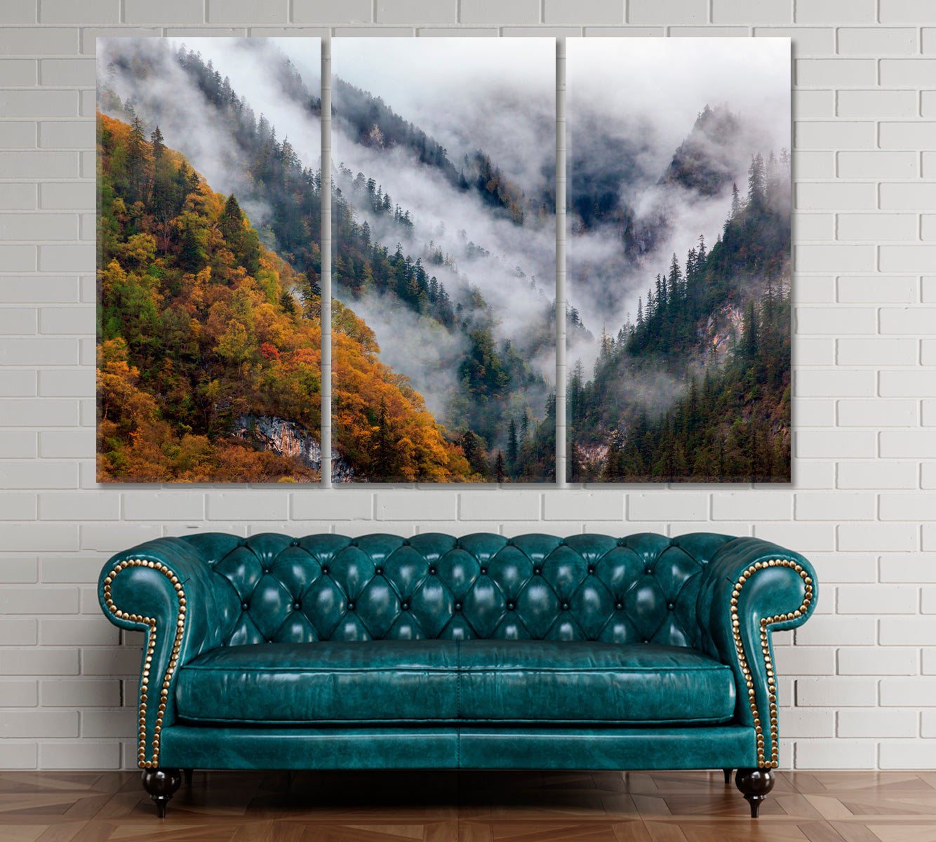 Mountains In The Mist Jiuzhaigou Valley Scenery Landscape Fine Art Print Artesty   