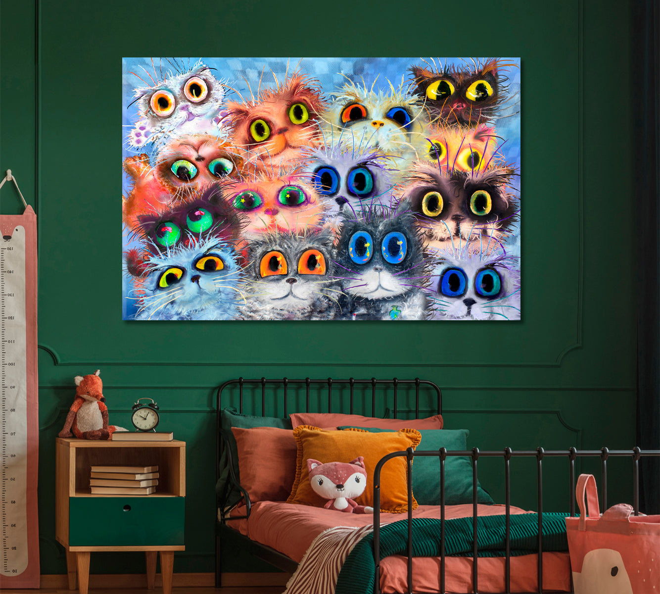 KIDS ROOM CONCEPT Funny Cats Big Eyes Whimsical Animals Canvas Print Animals Canvas Print Artesty   