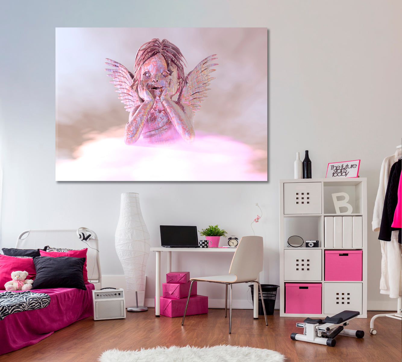 Kids Room Concept Cute Sweet Baby Angel With Fairy Wings Art Print Kids Room Canvas Art Print Artesty   