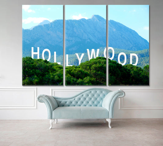 WORLD HOLLYWOOD Hollywood Hills Stunning Landscape Canvas Print Famous Landmarks Artwork Print Artesty   