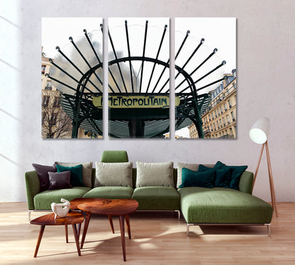 Historic Art Nouveau Entrance Sign Metropolitan Paris France Canvas Print Cities Wall Art Artesty   