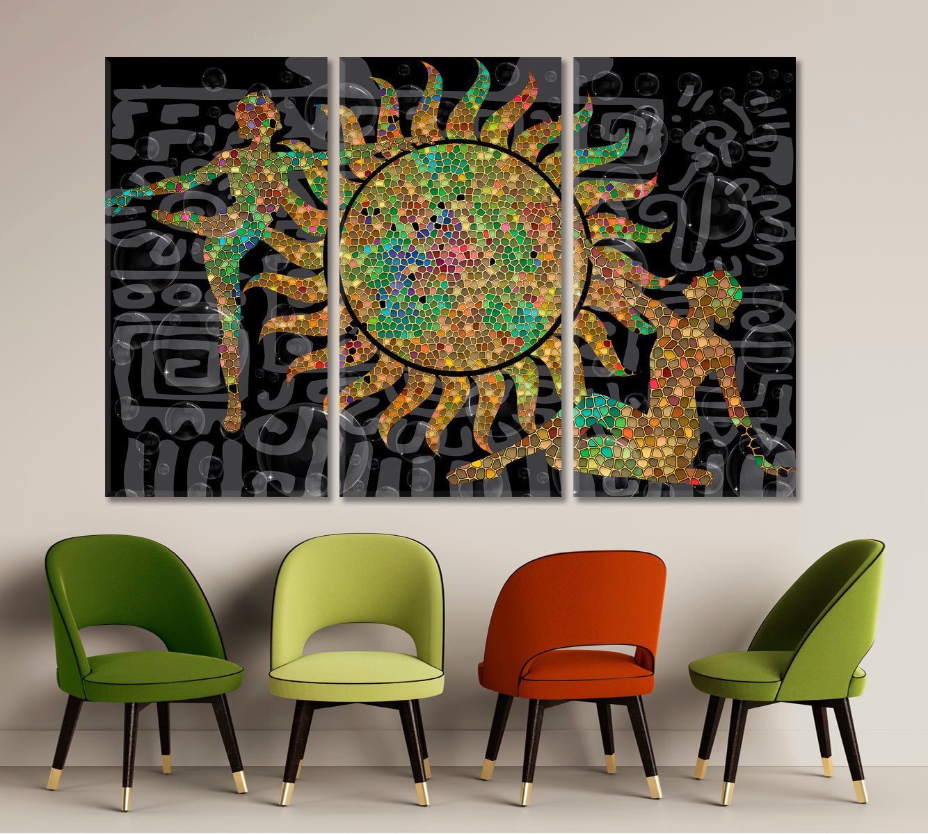 SOLAR ENERGY Constructive Abstract Figurative Boho Pattern Collage Contemporary Art Artesty   