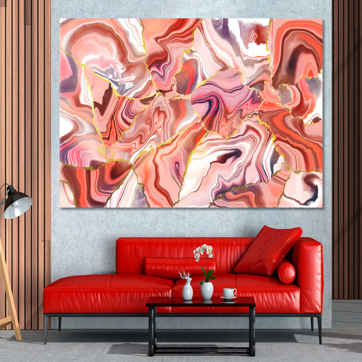 Coral Peachy Beige Mix Abstract Wavy Forms Fractal Futuristic Pattern Contemporary Art Artesty   