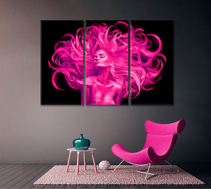 Pink Fluttering Hair Beautiful Woman Hairstyle Beauty Salon Concept Beauty Salon Artwork Prints Artesty   