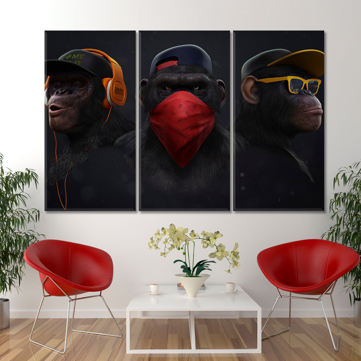 Three Wise Monkeys See No Evil Hear No Evil Speaks no Evil Animals Canvas Print Artesty   