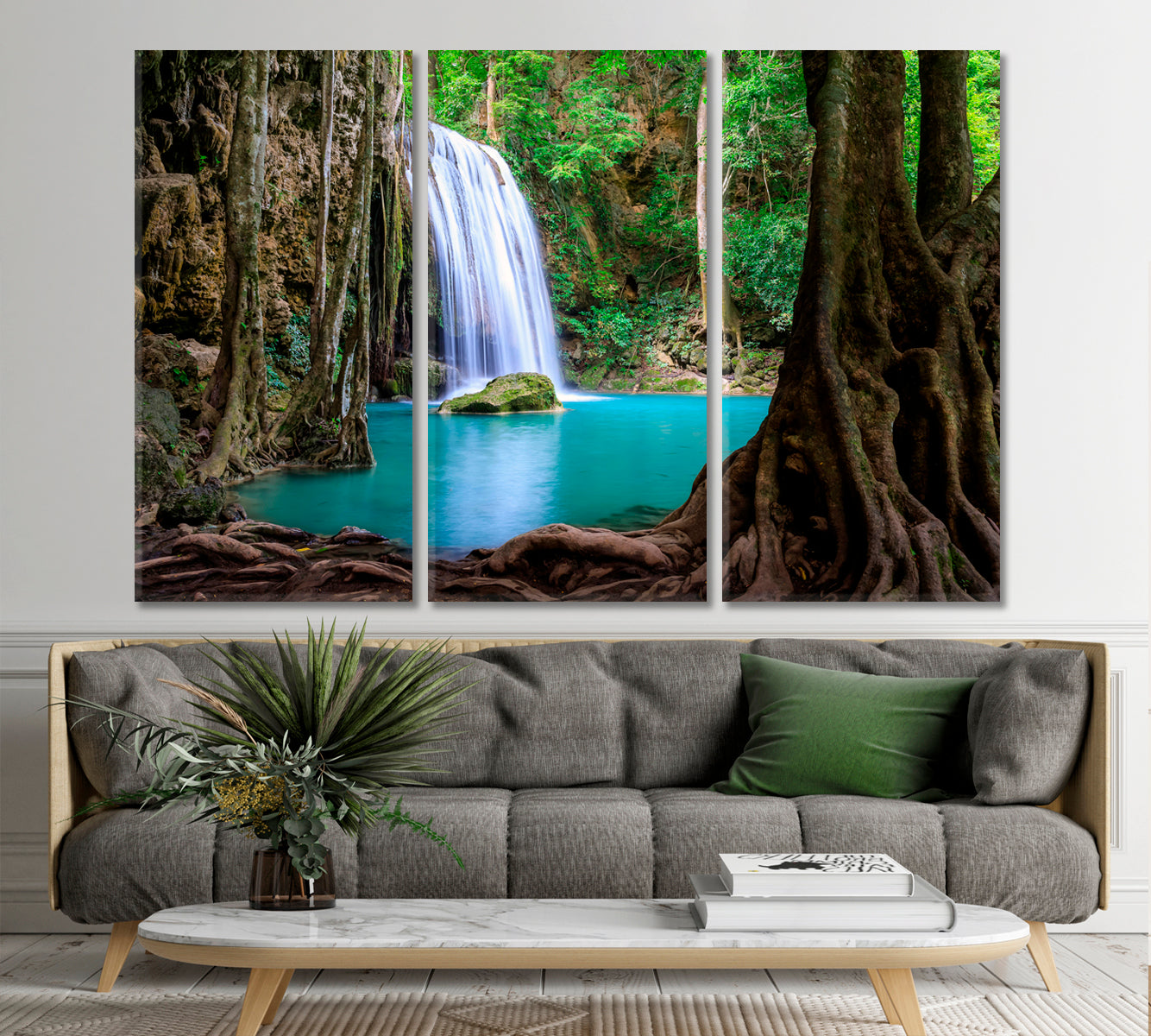 JUNGLE LIANA VINES Waterfall Cliff Erawan National Park Kanchanaburi Scenery Landscape Fine Art Print Artesty   