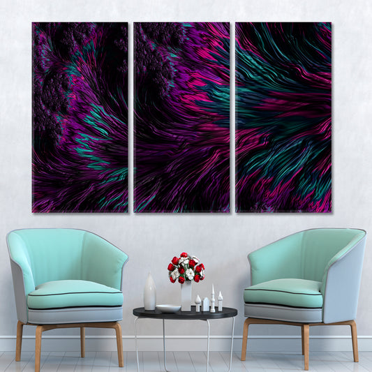 FRACTAL SWIRLS Dark Purple Graphic Design Abstract Creative Pattern Abstract Art Print Artesty 3 panels 36" x 24" 