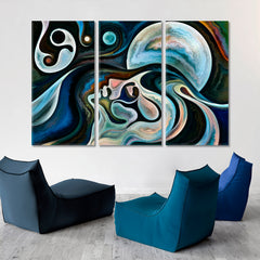 YIN YANG AND THE CYCLE OF LIFE Modern Painting Abstract Art Print Artesty 3 panels 36" x 24" 