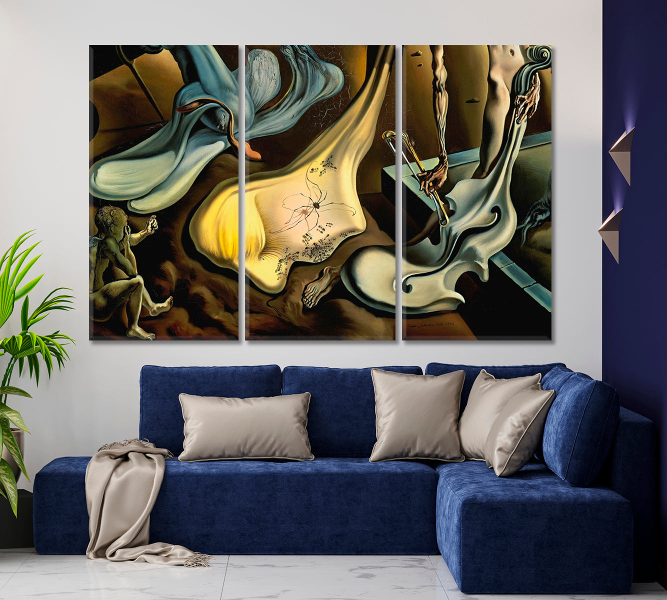 Inspirid by Salvador Dali Surreal Abstract Modern Artwork Surreal Fantasy Large Art Print Décor Artesty 3 panels 36" x 24" 