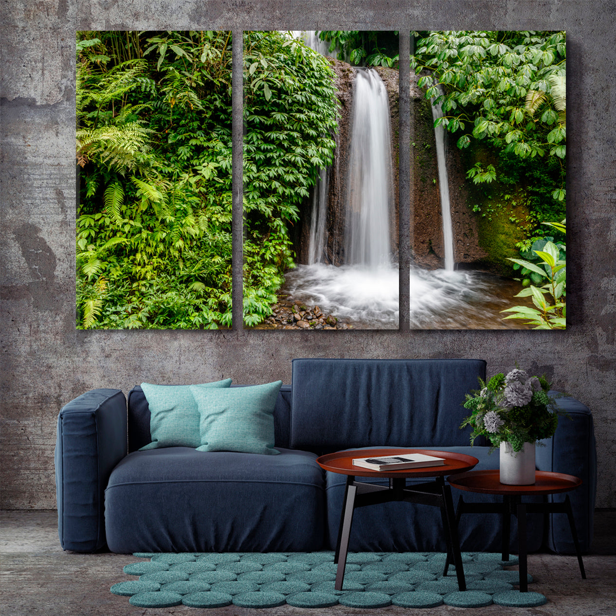 Tropical Jungle Rainforest Banyumala Twin Waterfalls Bali Tropical, Exotic Art Print Artesty   