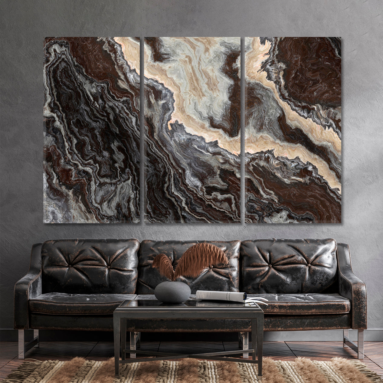 MARBLE Pattern Curly Grey Black Brown Veins Abstract Abstract Art Print Artesty   