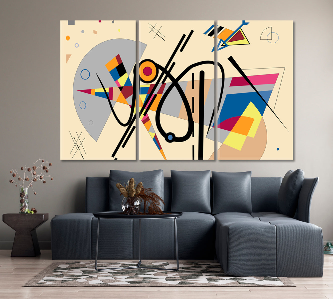 Expressionism Art style Trendy Abstract Figurative Contemporary Art Artesty 3 panels 36" x 24" 