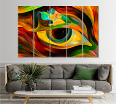 Abstract Colorful Human Face and Eye Consciousness Art Artesty 5 panels 36" x 24" 