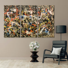 CONVERGENCE Jackson Pollock's Style Abstract Art Print Artesty 3 panels 36" x 24" 