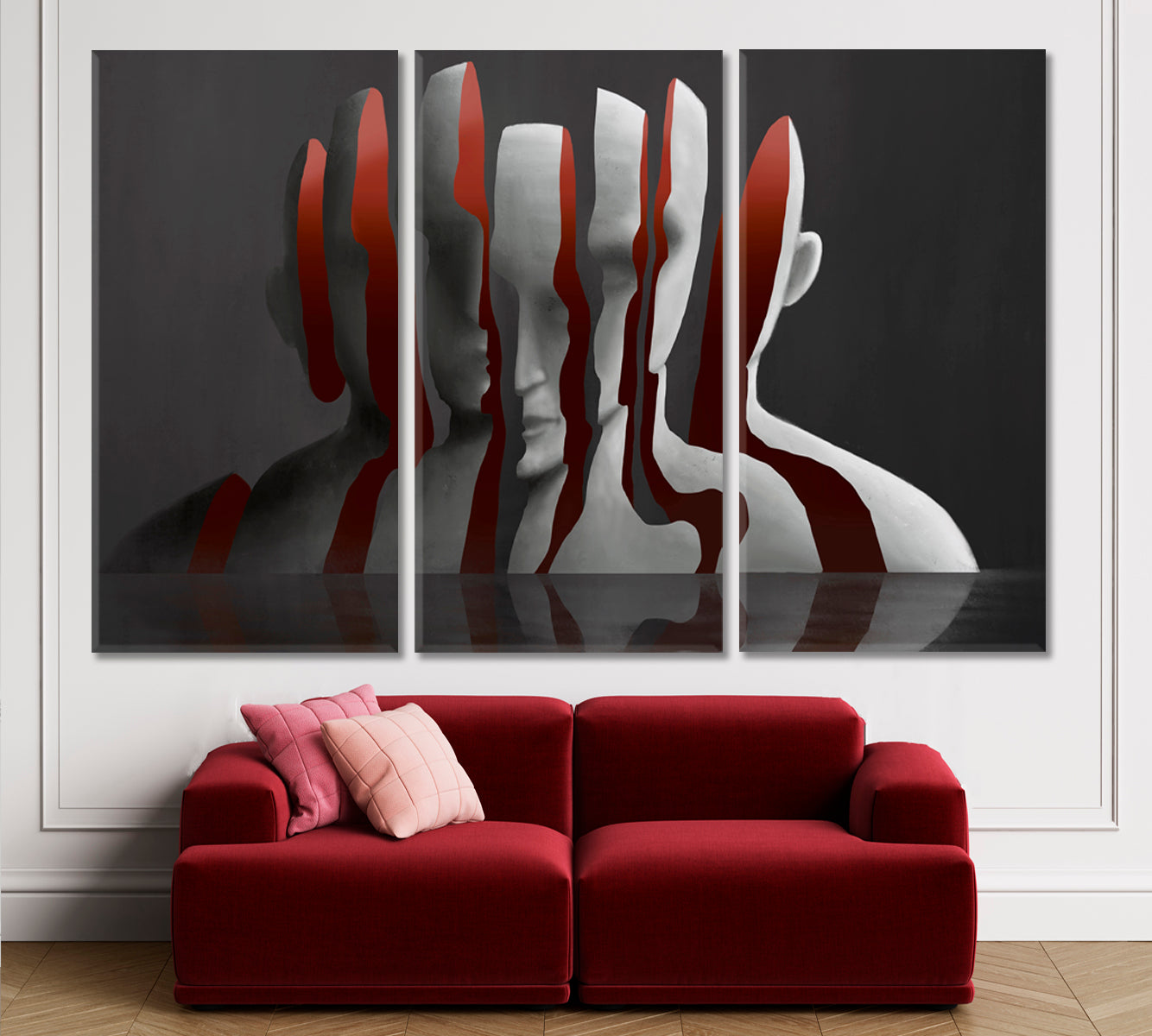 HUMANKIND Portrait Broken Man Surreal Psychological Painting Surreal Fantasy Large Art Print Décor Artesty 3 panels 36" x 24" 