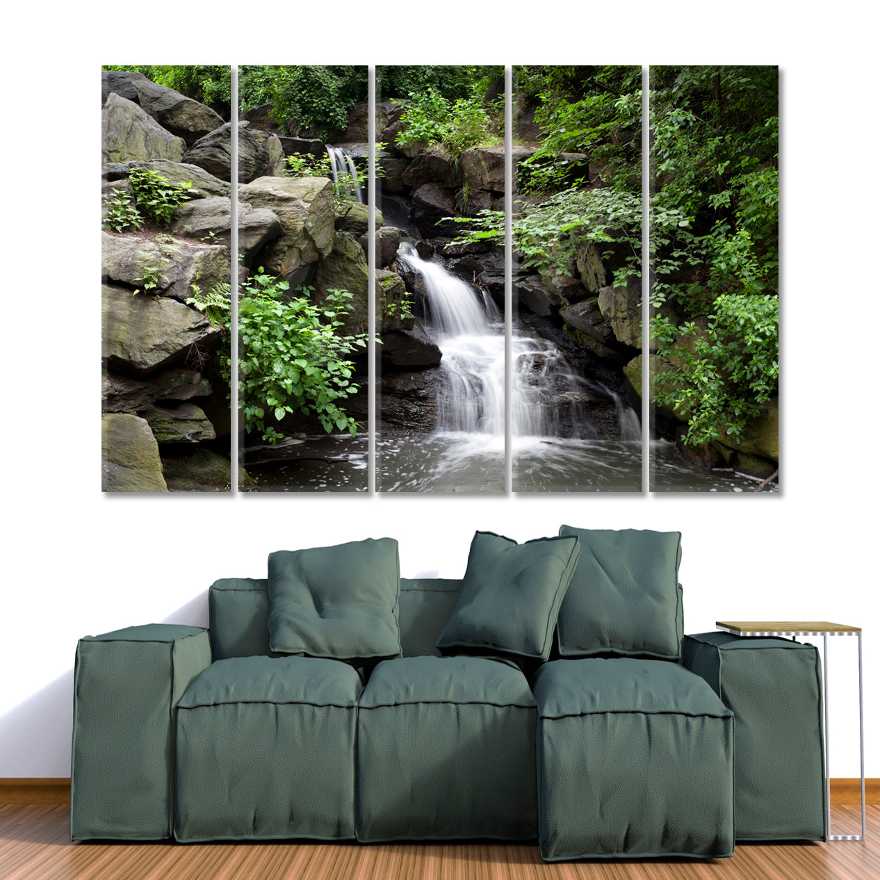 USA Central Park New York City Waterfall in Northwoods Nature Wall Canvas Print Artesty   