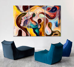 Abstract Shapes Vivid Dreams Painting Consciousness Art Artesty 3 panels 36" x 24" 