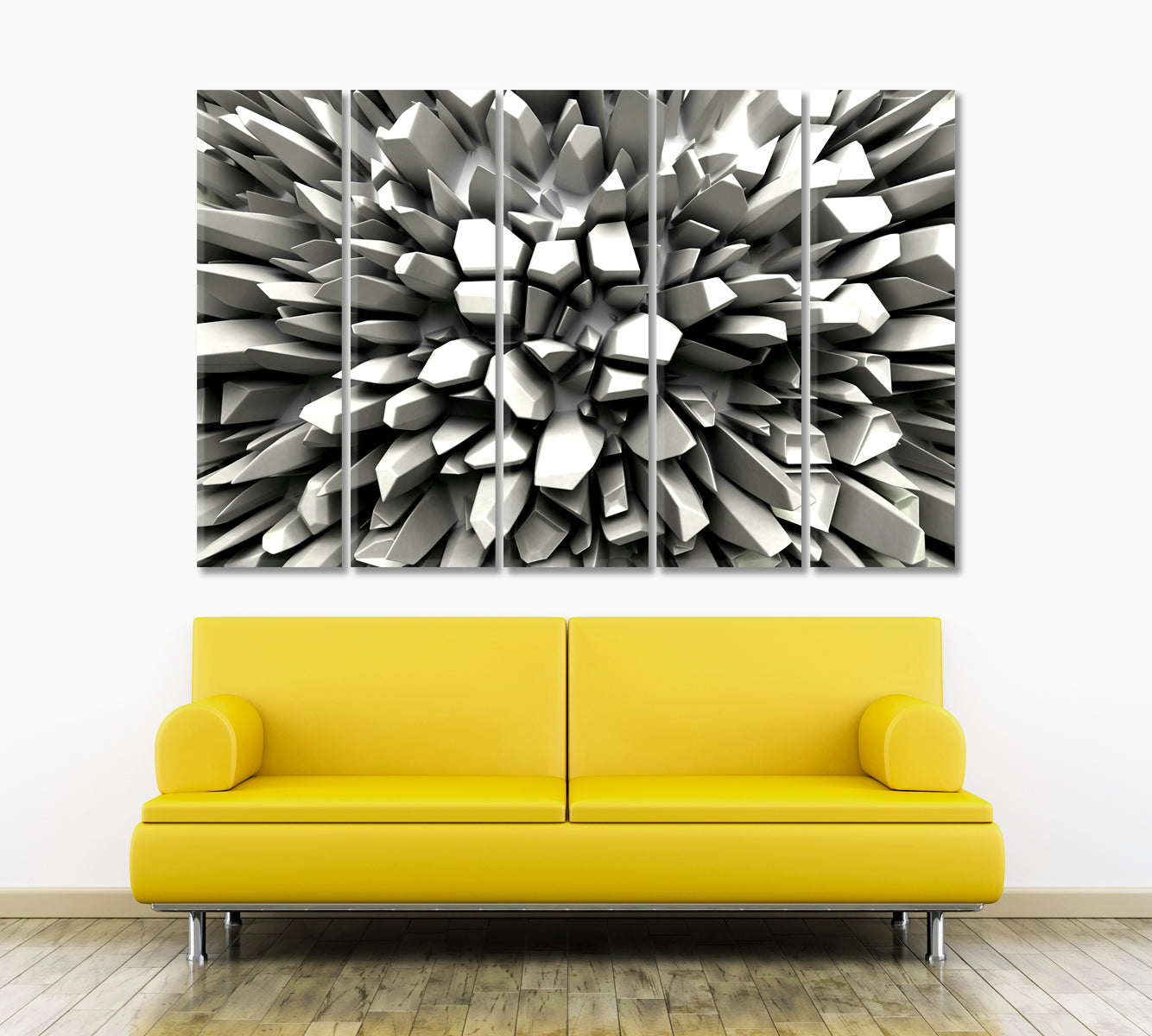 Abstract Three-dimension Crystallized Rays 3D Effect Shapes Poster Abstract Art Print Artesty 5 panels 36" x 24" 