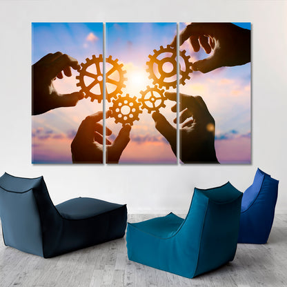 PART OF THE WHOLE Gear Wheels Solar Rays Business Concept Poster Office Wall Art Canvas Print Artesty   