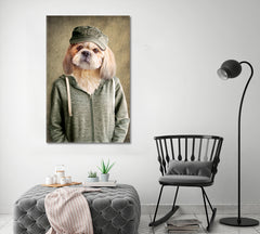 DOG HIPSTER Man with Animal Head Poster Office Wall Art Canvas Print Artesty 1 Panel 16"x24" 
