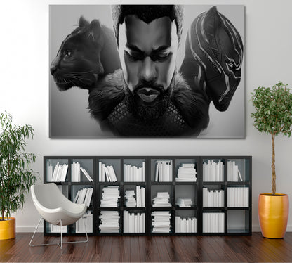 BLACK PANTHER Wakanda Forever B W Art Celebs Canvas Print Artesty   