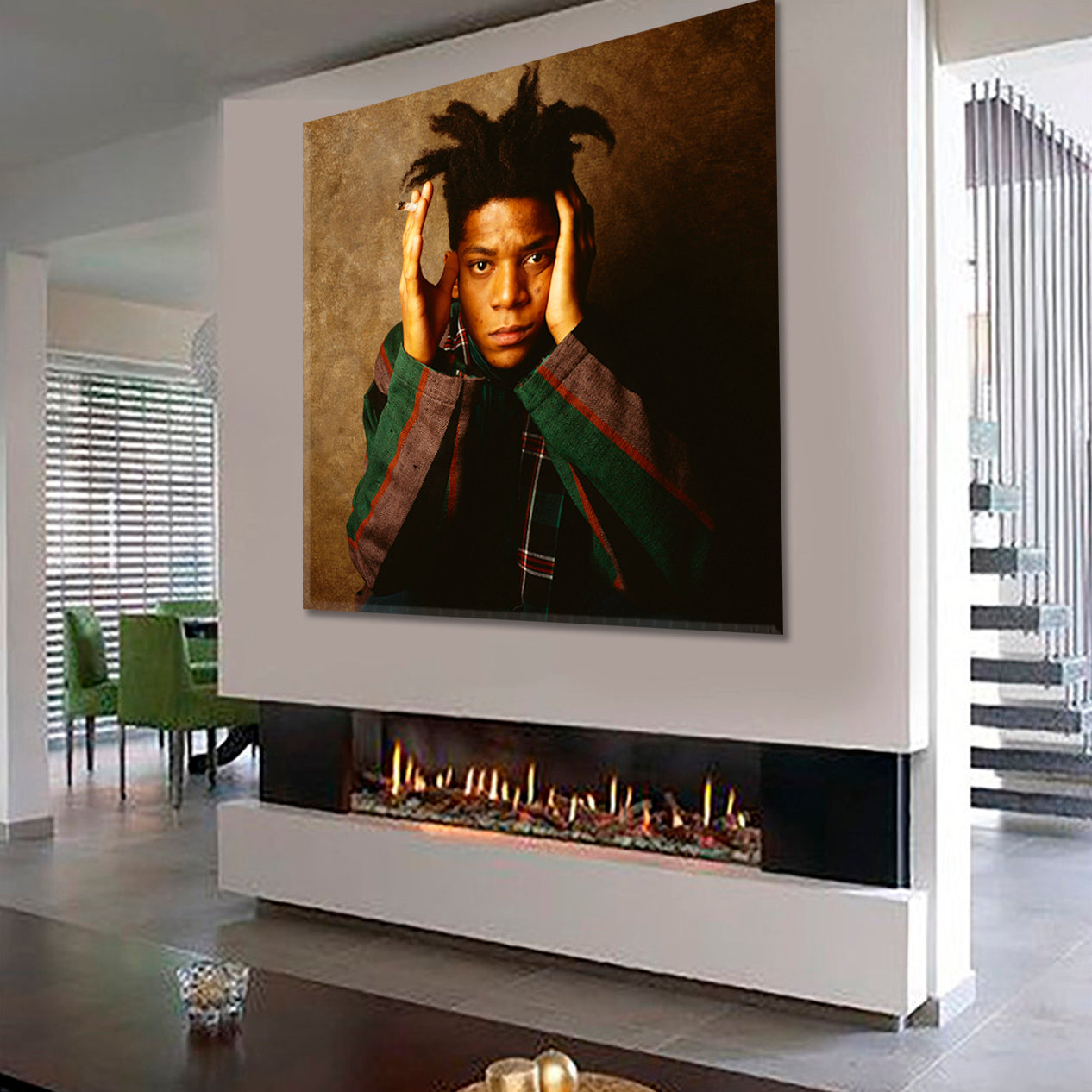 Jean Michel Basquiat Portrait  - Square Panel Celebs Canvas Print Artesty   