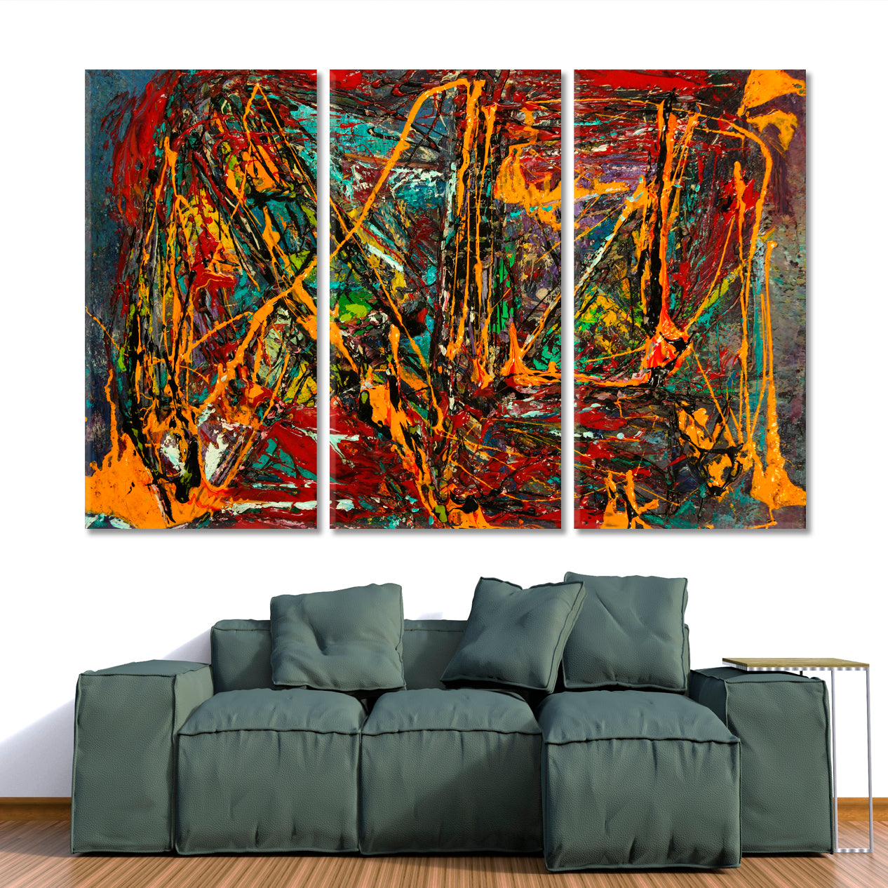 Beautiful Abstract Fire Flame Abstract Art Print Artesty 3 panels 36" x 24" 