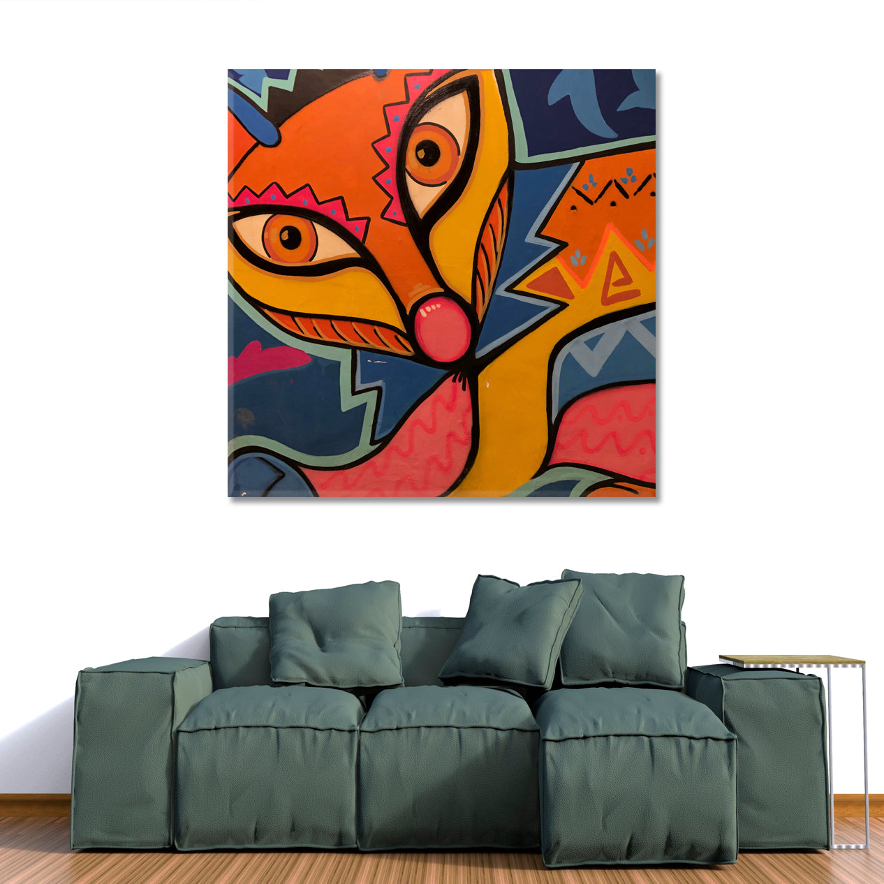 ABSTRACT FOX Modern Vibrant Abstraction Animals Canvas Print Artesty   