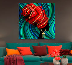 Women African Turban Bright Contemporary African Style Canvas Print Artesty   