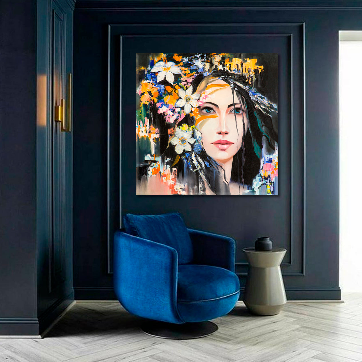 FANTASY Beautiful Woman Contemporary Art - Square Panel People Portrait Wall Hangings Artesty   