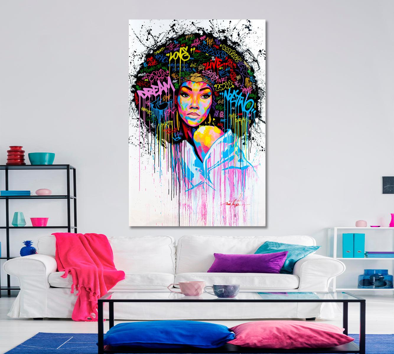 AFRICAN Beautiful Woman Pretty Woman Abstract Art Graffiti Style - Vertical Contemporary Art Artesty   