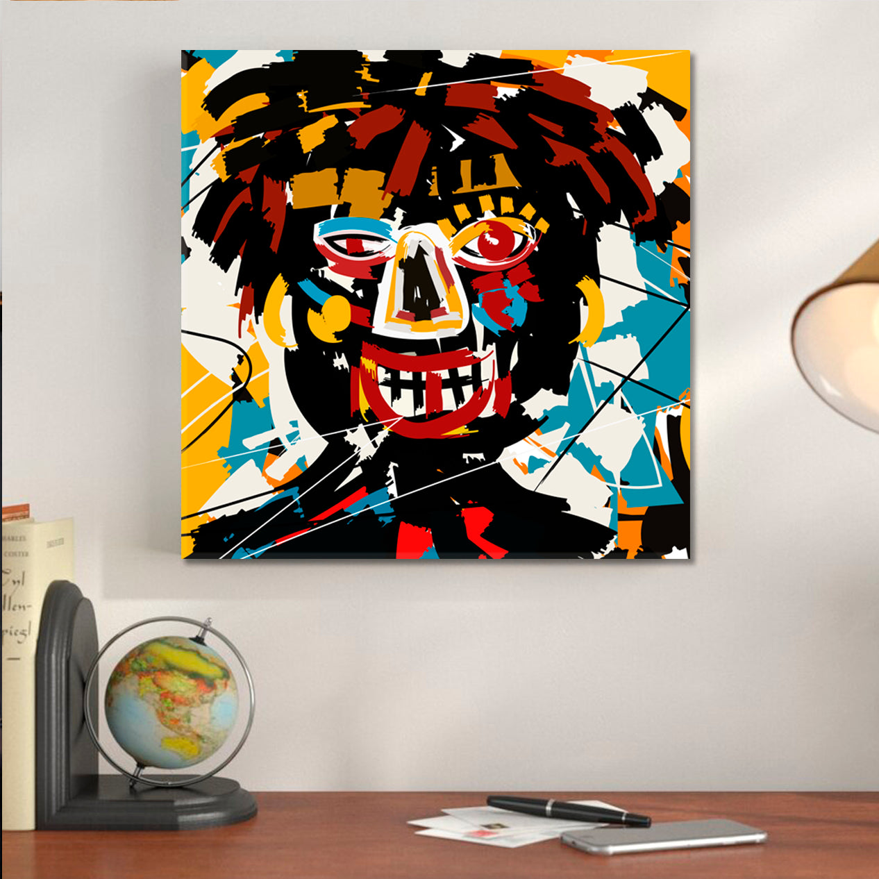 Doodle Expressionist Abstract Art Basquiat Style Trendy Canvas Print - Square Contemporary Art Artesty 1 Panel 12"x12" 