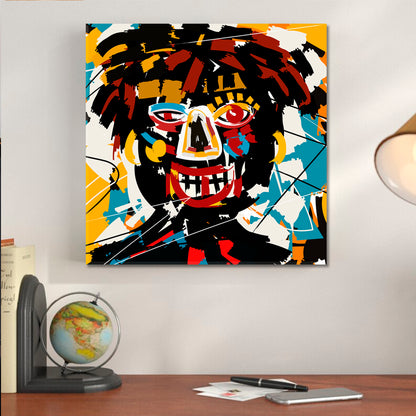 Doodle Expressionist Abstract Art Basquiat Style Trendy Canvas Print - Square Contemporary Art Artesty 1 Panel 12"x12" 