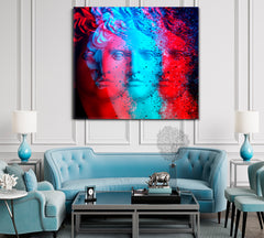 Greek God Apollo Belvedere Abstract Blue Red Creative Anaglyph Effect Contemporary Art Artesty 1 Panel 12"x12" 